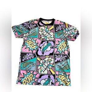 OH SNAP!  80/90's RETRO Style LARGE Party Shirt Comic Superhero BOOM! Stretchy